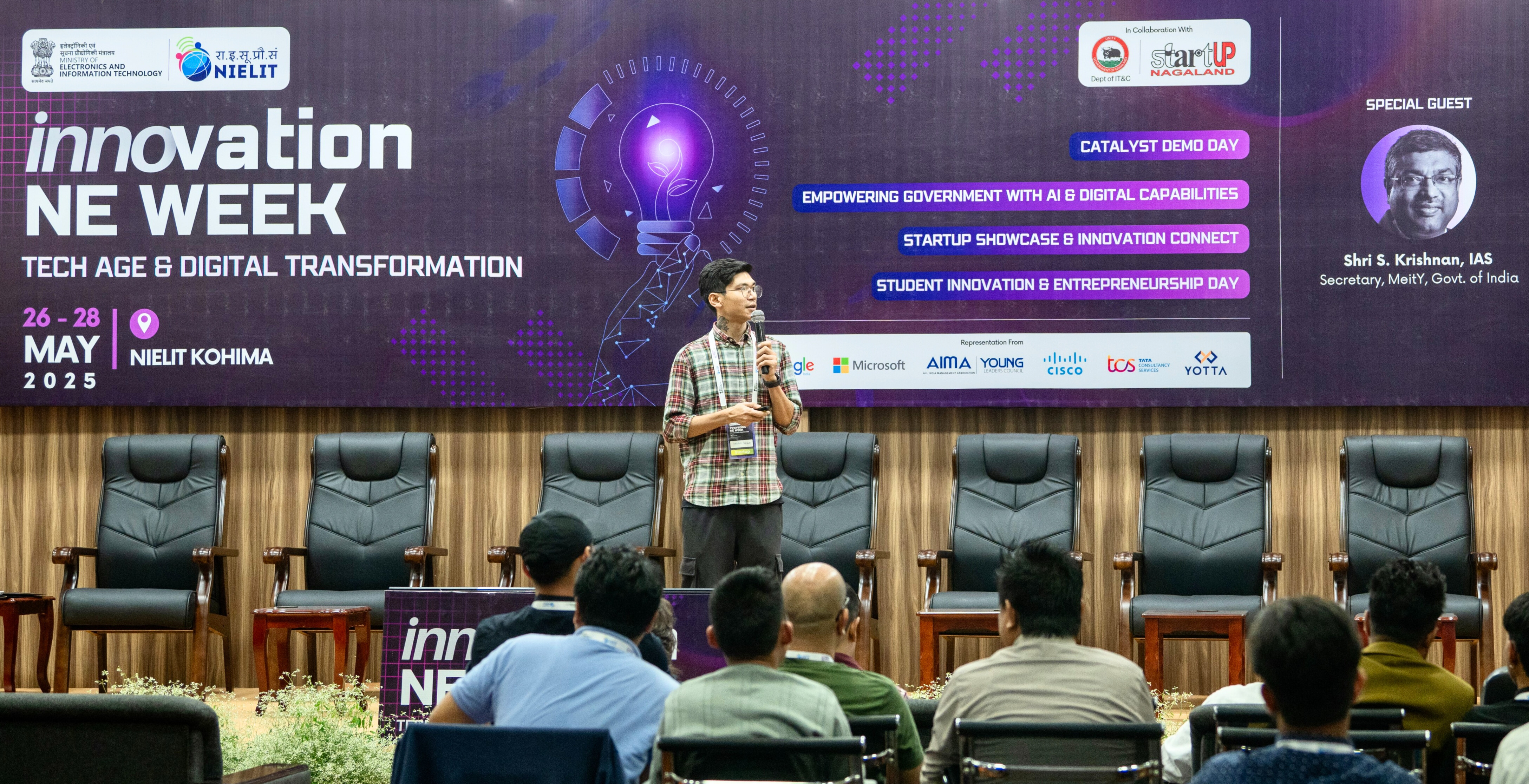 Shivam Selam - Northeast Innovation Week 2025 Winner Shivam Selam on stage as the Winner of Northeast Innovation Week 2025